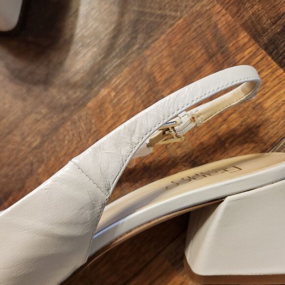 NEW Franco Sarto Sandals Womens 10M Racer Heeled Pointed Toe Slingback Cream - Picture 11 of 13